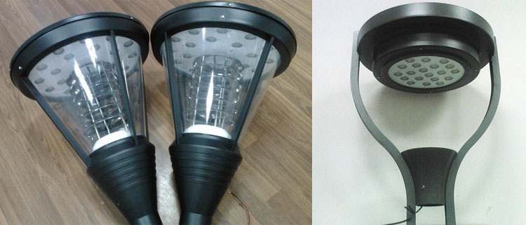 傳統(tǒng)庭院燈燈頭改LED庭院燈改裝效果