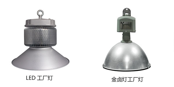 LED工廠燈和金鹵燈工廠燈對(duì)比示意圖