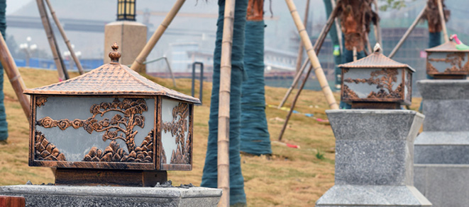 東莞七度照明-壓鑄鋁柱頭燈安裝效果圖片