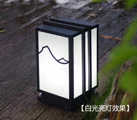 (QDZTD-013)園林矮柱現(xiàn)代方形LED柱頭燈白光亮燈效果