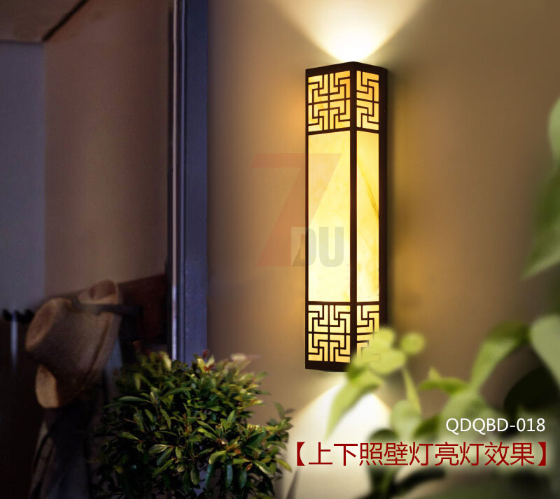(QDQBD-018)長方體新中式仿云石墻壁燈上下照亮燈實(shí)景展示